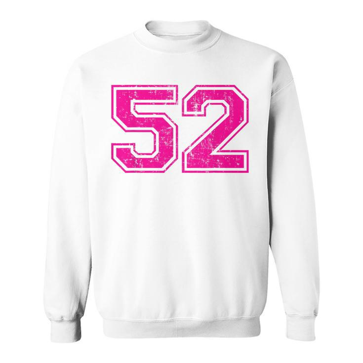 Number 52 Varsity Distressed Vintage Sport Team Player's Sweatshirt