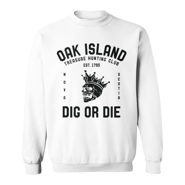 Oak Island Treasure Hunting Club Vintage Skull And Crown Mys Sweatshirt