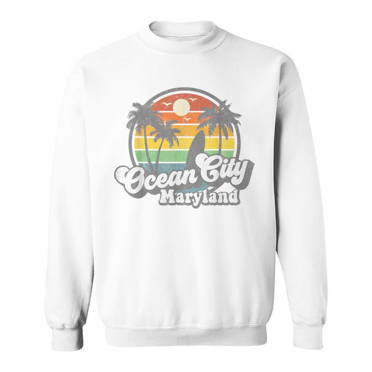 Ocean City Maryland Beach Vacation Retro Surfing Summer Sweatshirt