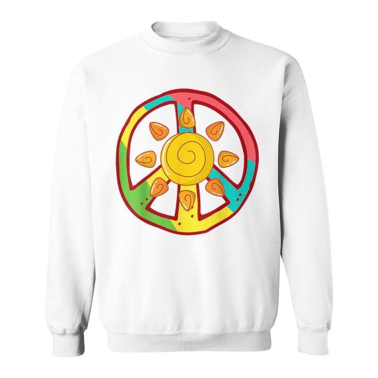 Peace Sign Love Ancient Aztec Sun Tie Dye Hippie T Sweatshirt