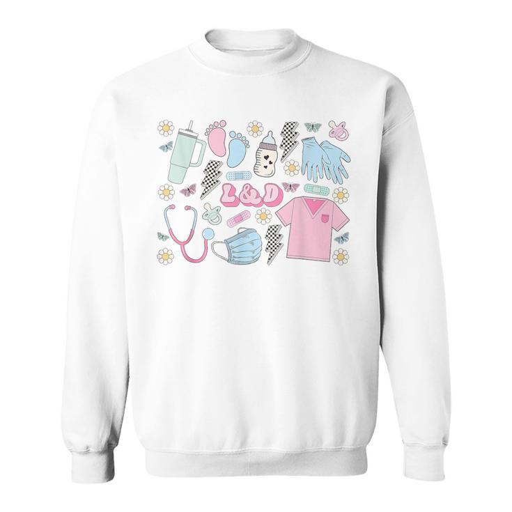 Retro Labor And Delivery Nurse Graduation Delivery Rn Sweatshirt