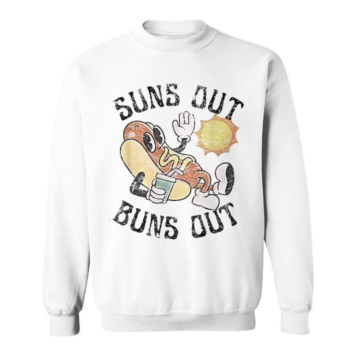 Retro Suns Out Buns Out Cute Hot Dog Bbq Fourth Of July Sweatshirt