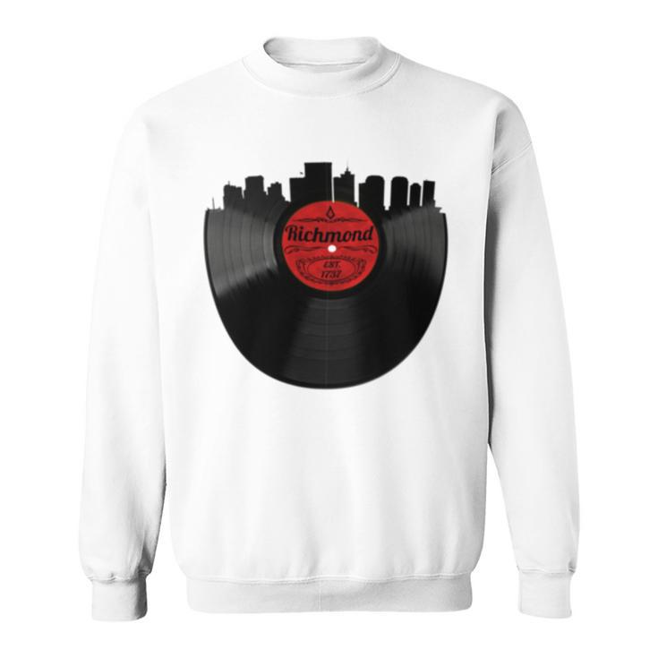 Richmond Virginia Vintage Skyline Vinyl Record Sweatshirt