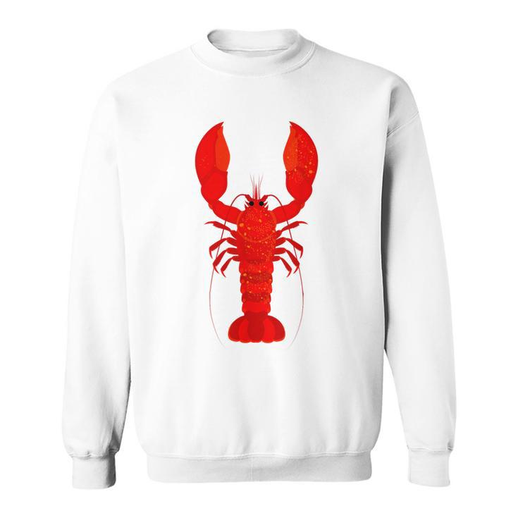 Rotes Hummer-Design Herren Sweatshirt in Weiß, Lustiges Meeresfrüchte Tee