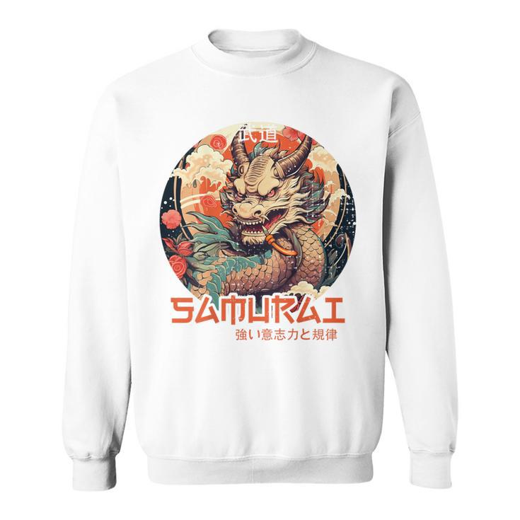 Rückenprint Samurai-Drachenkrieger Japanischer Ninja Kawaii Sweatshirt