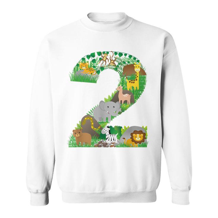 Safari Jungle Zoo Animals Second Birthday Number 2 Sweatshirt