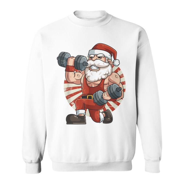 Santa Claus Weightlifting Gym Fitness Training Christmas Sweatshirt