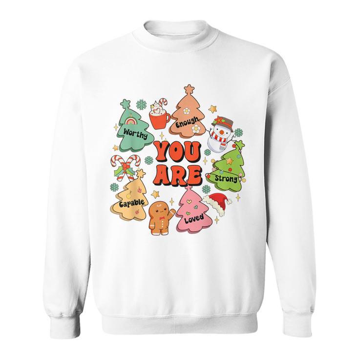 School Counselor You Are Snowman Christmas Tree Gingerbread Sweatshirt