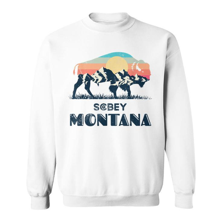 Scobey Montana Vintage Hiking Bison Nature Sweatshirt