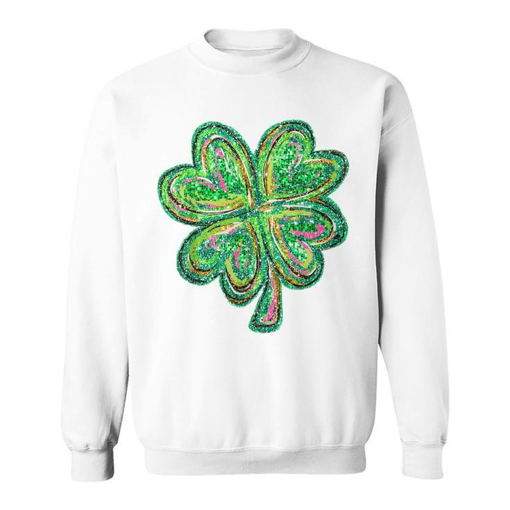 Shamrock Sequin Effect St Patrick's Day Four Leaf Clover Sweatshirt