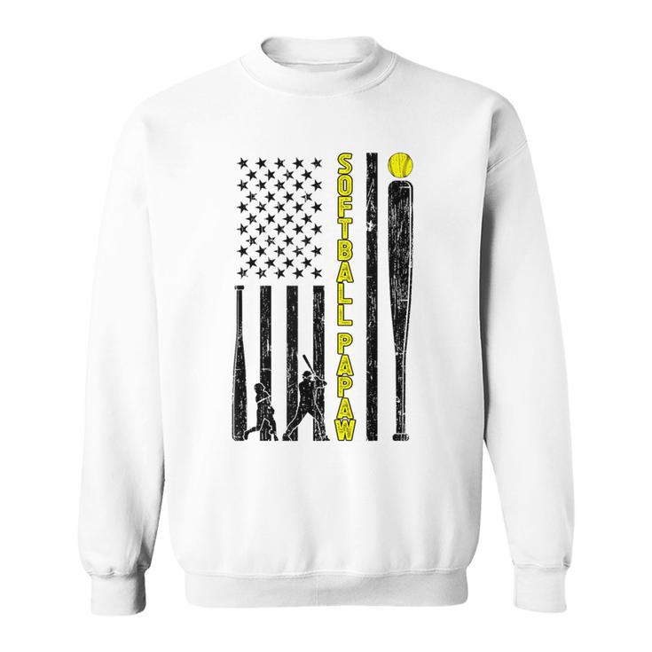 Softball Papaw Us Flag Papaw Of A Softball Player Sweatshirt