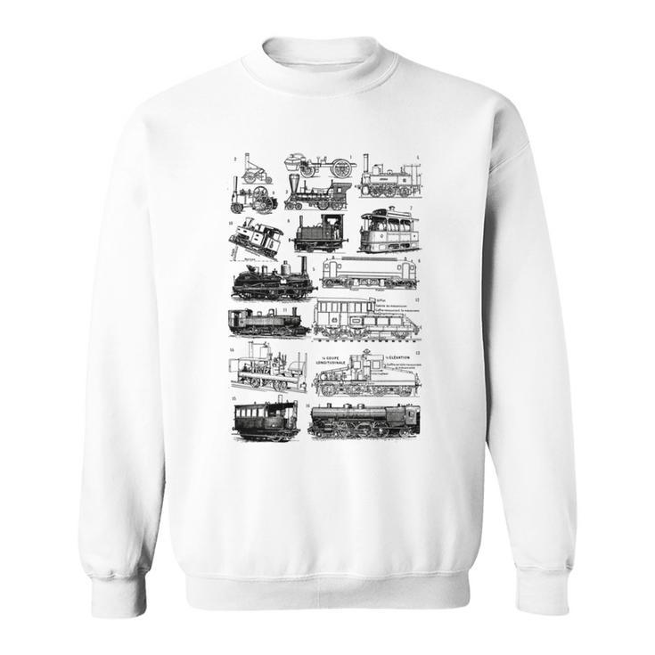 Steam Engine Train Steam Train Locomotive Vintage Chart Sweatshirt