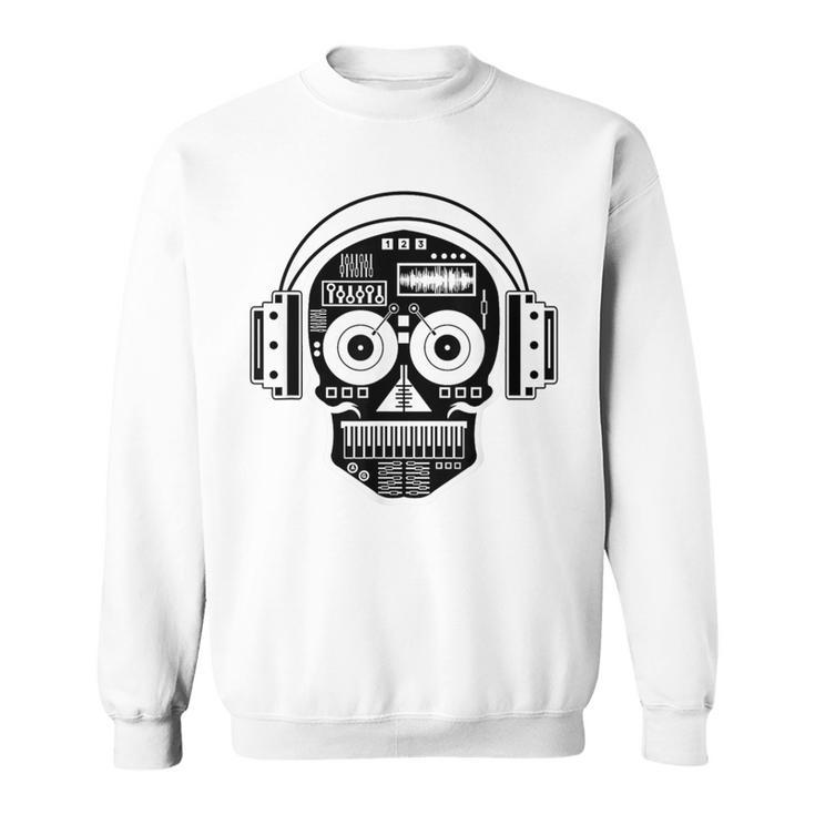 Sugarskull Dj Table Skull Disc Jockey Headphones Sweatshirt