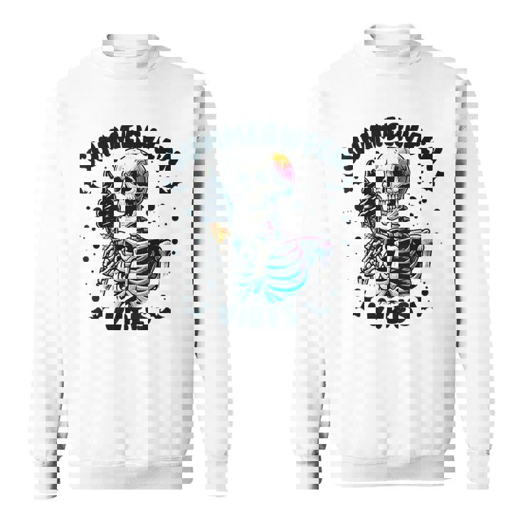 Summerween Vibes Skeleton Ice Cream Summer Vacation Sweatshirt