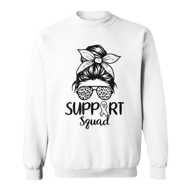 Support Squad Lung Cancer Awareness White Ribbon Women Sweatshirt