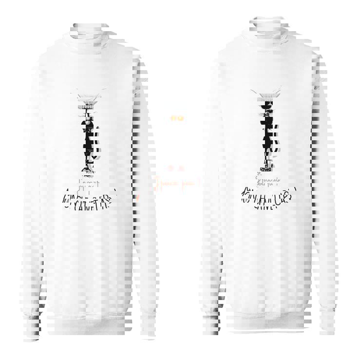 Sweater Unisexe J'peux Pas Mon Chat Veut Pas, Humour Pour Amateurs de Chats