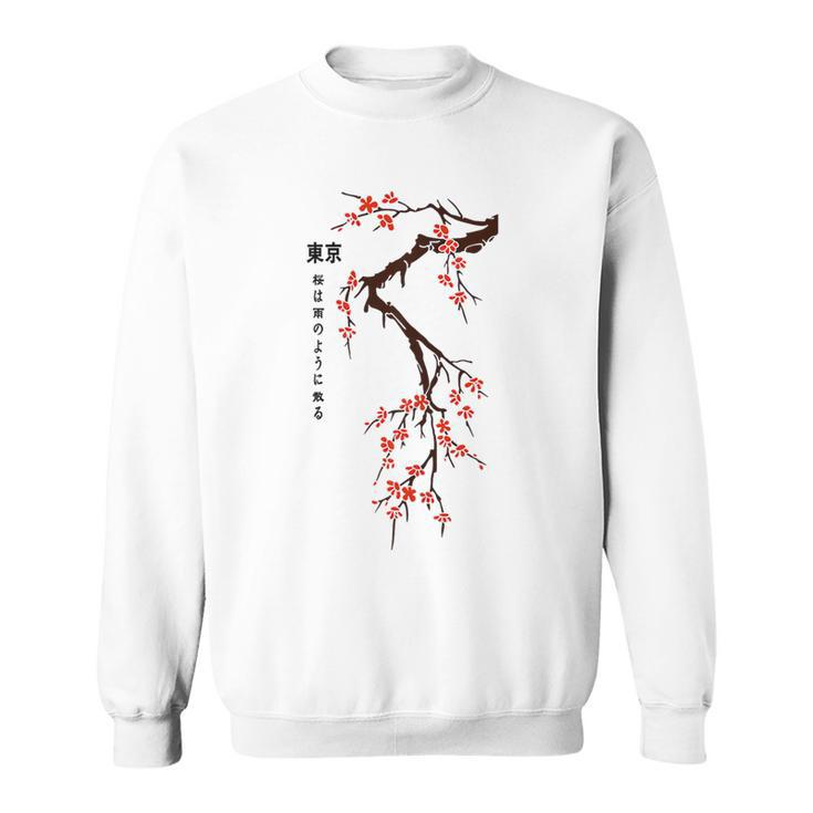 Tokyo Japanese Cherry Blossoms Print Sweatshirt