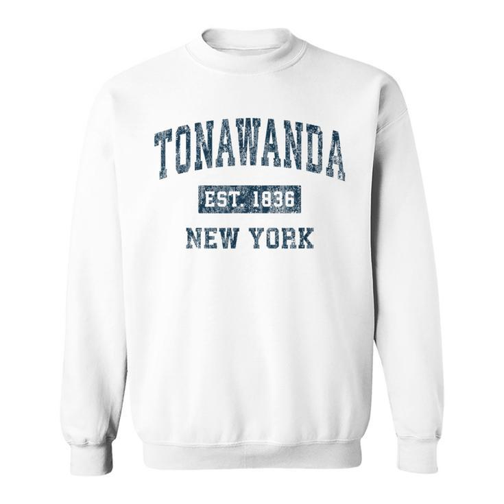 Tonawanda New York Ny Vintage Sports Navy Print Sweatshirt