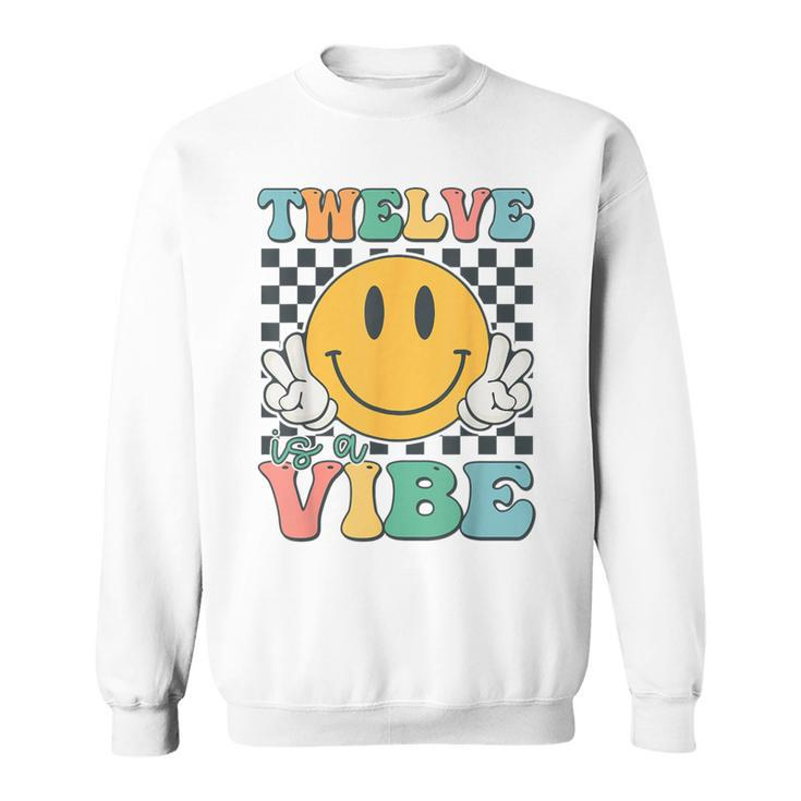 Twelve Is A Vibe 12Th Birthday Smile Face Hippie Boys Girls Sweatshirt
