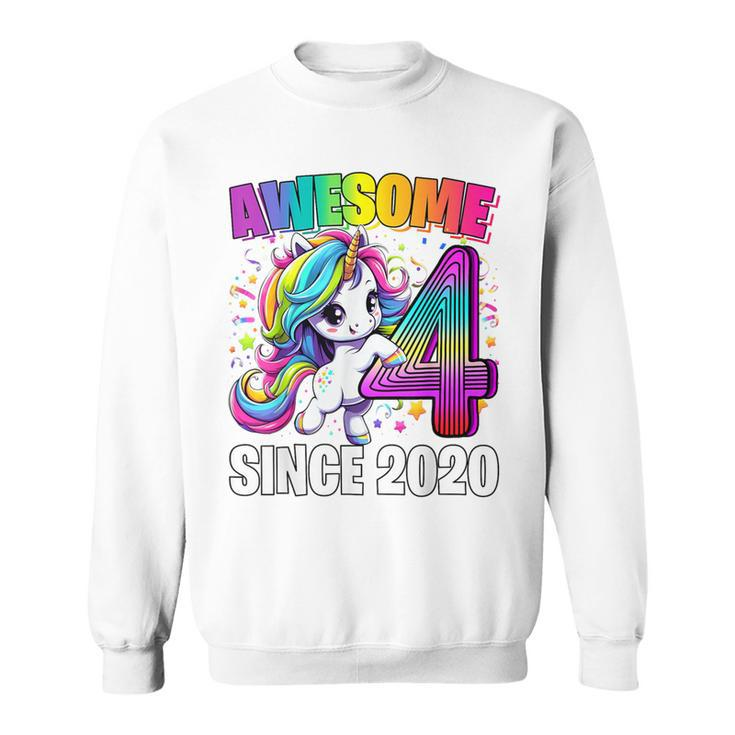 Unicorn 4Th Birthday 4 Year Old Unicorn Party Girls Outfit Sweatshirt