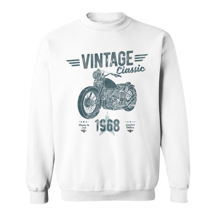 Vintage Born 1968 Birthday Classic Retro Motorbike Sweatshirt