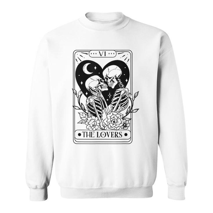 Vintage The Lovers Tarot Card Skeleton Skull Loves Tarot Sweatshirt