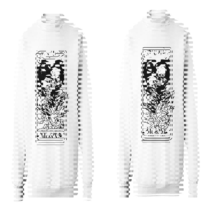 Vintage The Lovers Tarot Card Skeleton Skull Loves Tarot Sweatshirt