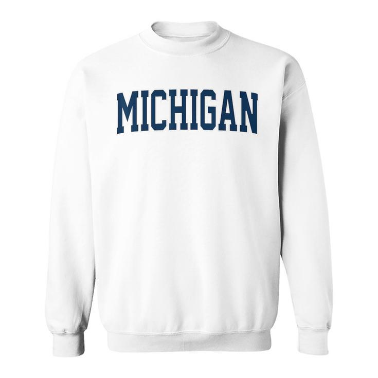 Vintage Michigan Blue Maize Retro Font Michigan Sweatshirt