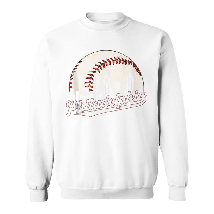 Vintage Philadelphia Philly Cityscape Baseball Skyline Old Sweatshirt