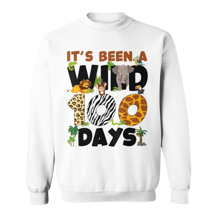 Wild 100 Days Safari Jungle 100Th Day Of School Boys Girls Sweatshirt
