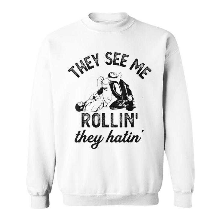 They See Me Rolling They Hatin' Vintage Armbar Jiu-Jitsu Bjj Sweatshirt