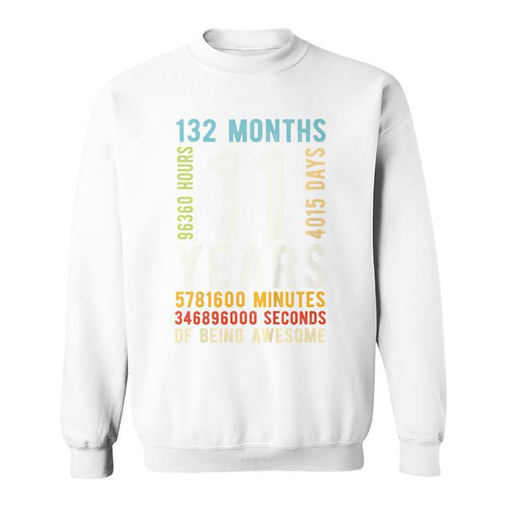 Youth 11Th Birthday 11 Years Old Vintage Retro 132 Months Sweatshirt