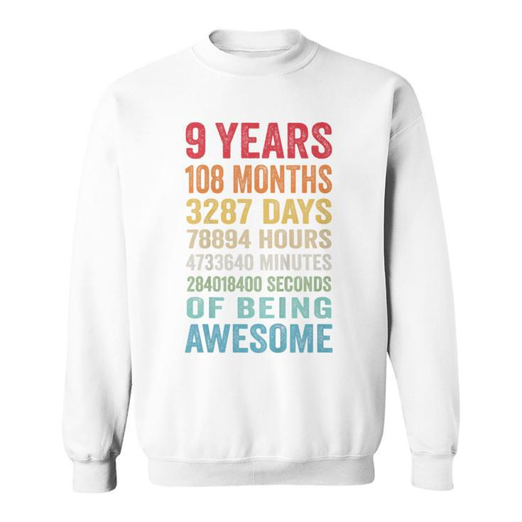 Youth 9Th Birthday 9 Years Old Vintage Retro 108 Months Sweatshirt