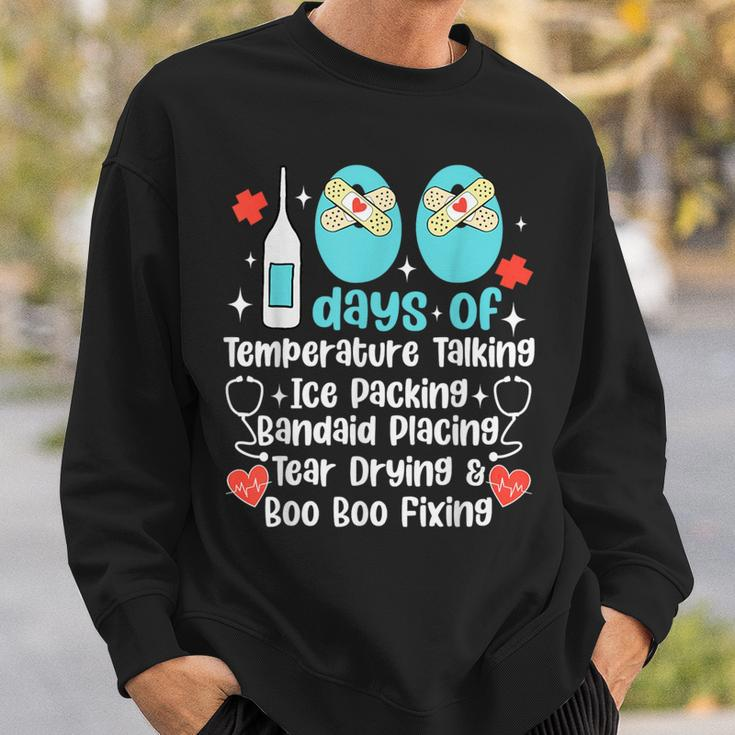100 Days Of Temperature Taking Happy 100 Day Of School Nurse Sweatshirt Gifts for Him
