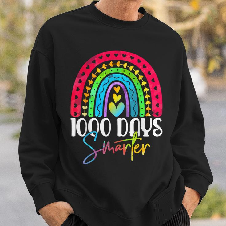 1000 Days Smarter Happy 1000Th Day Of School Rainbow Sweatshirt Gifts for Him