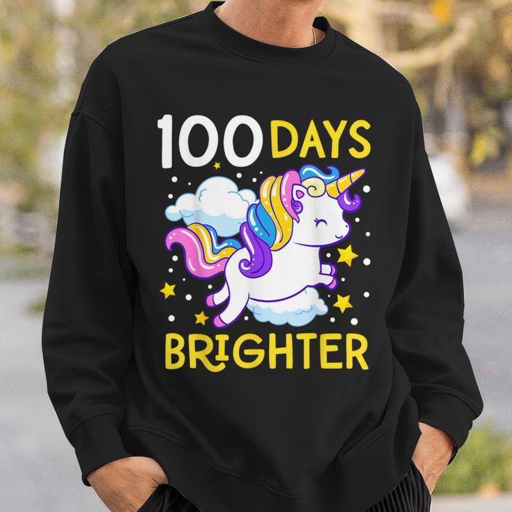 100Th Day Of School Unicorn 100 Days Brighter Kindergarten Sweatshirt Gifts for Him