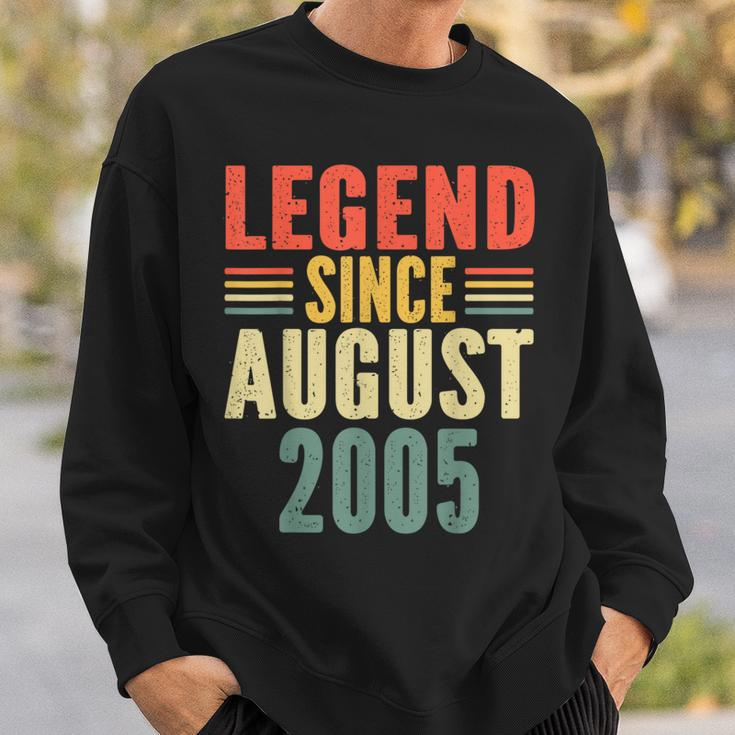 18Th Birthday Legend Since August 2005 18 Years Old Vintage Sweatshirt Gifts for Him