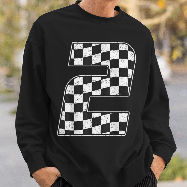 2 Year Old Pit Crew Two 2Nd Birthday Boy Racing Car Flag Sweatshirt Gifts for Him