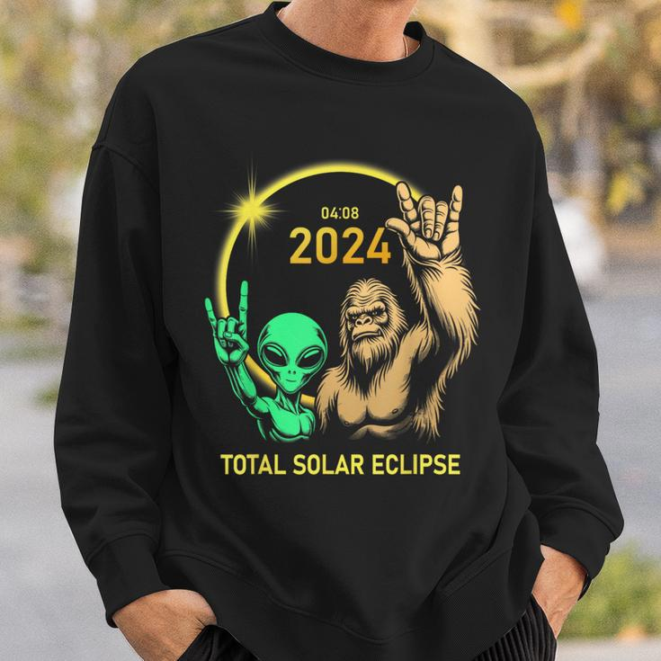 2024 Solar Eclipse Alien Bigfoot Rock April Total Eclipse Sweatshirt Gifts for Him