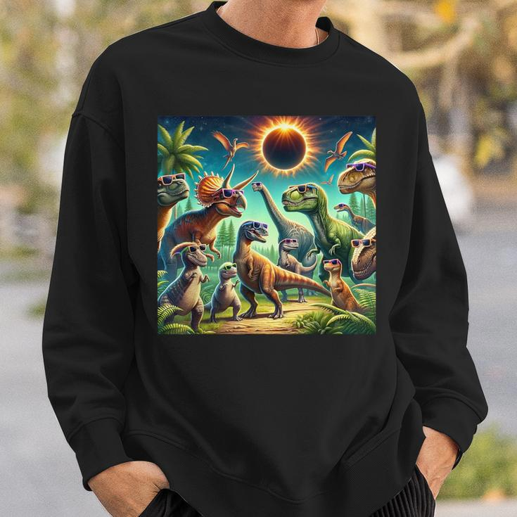 2024 Solar Eclipse Dinosaurs Wearing Glasses Totality Sweatshirt Gifts for Him