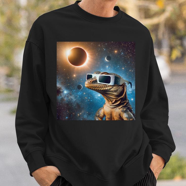 2024 Solar Eclipse Lizard Wearing Glasses Totality Sweatshirt Gifts for Him