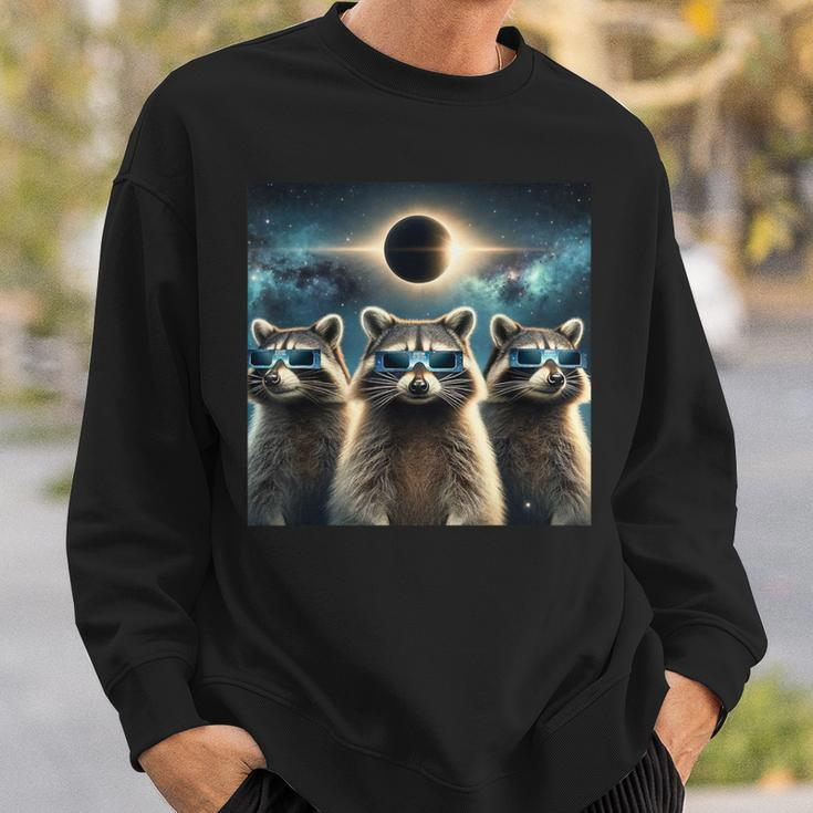 2024 Solar Eclipse Three Raccoons Wearing Glasses Totality Sweatshirt Gifts for Him