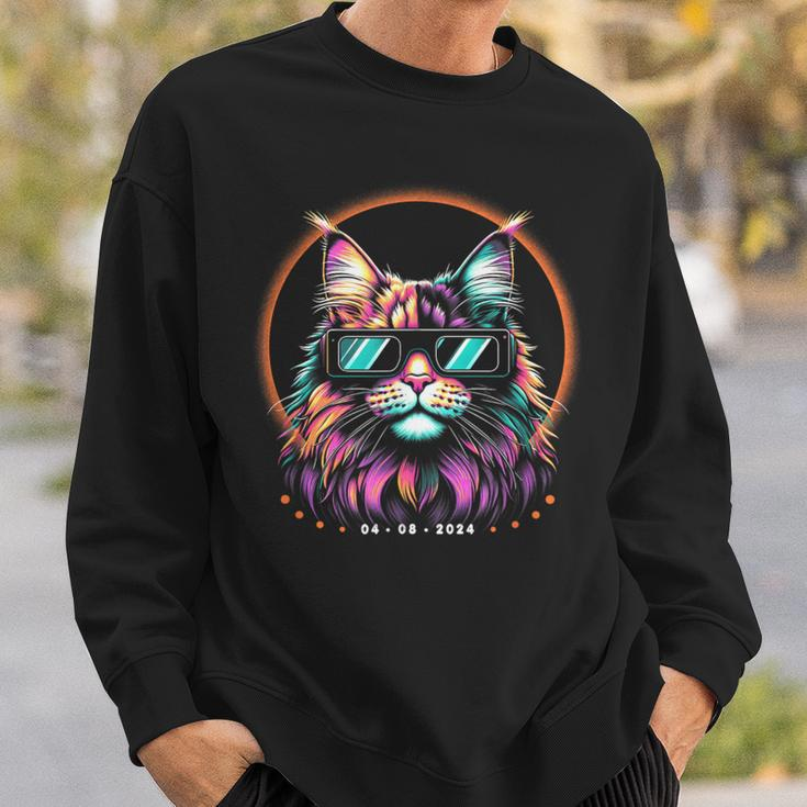 2024 Total Solar Eclipse Cat With Glasses April Date Sweatshirt Gifts for Him