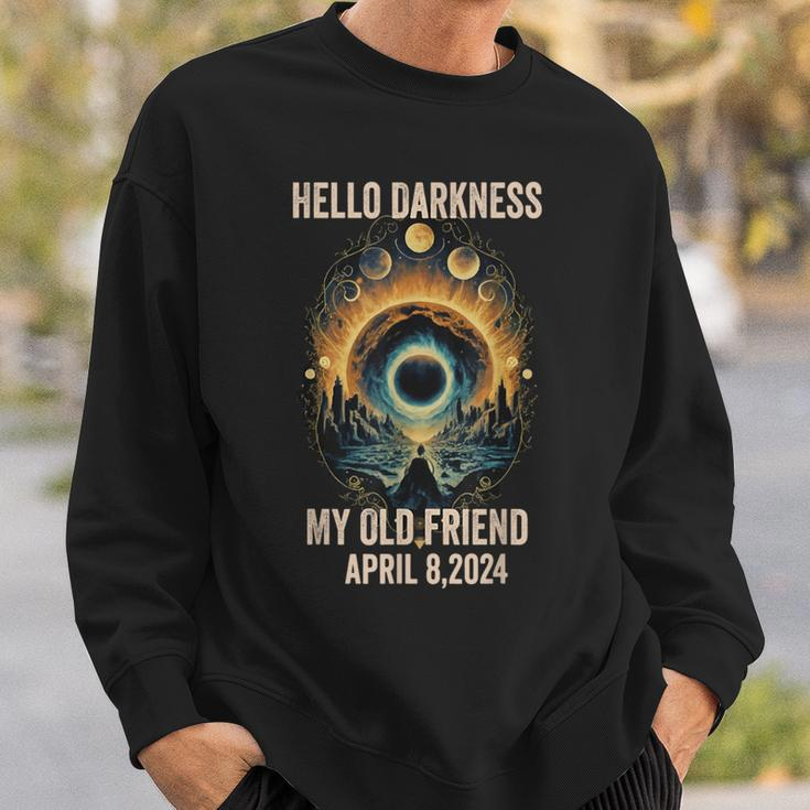 2024 Total Solar Eclipse Hello Darkness My Old Ffriend Sweatshirt Gifts for Him
