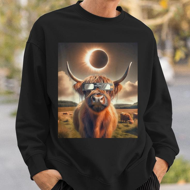 2024 Total Solar Eclipse Highland Cow Wearing Sunglasses Sweatshirt Gifts for Him