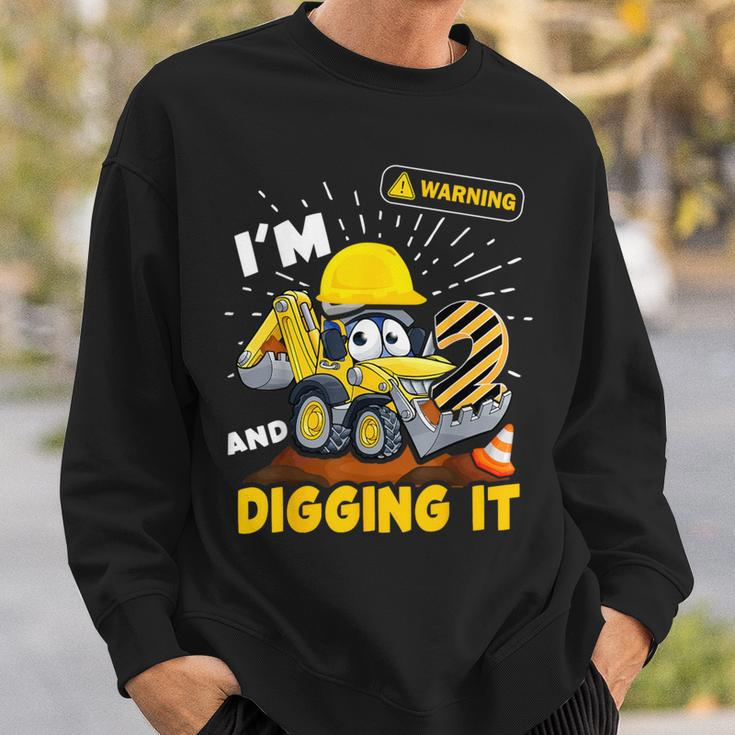 2Nd Birthday Boys Construction Excavator 2 Years Old Digger Sweatshirt Gifts for Him