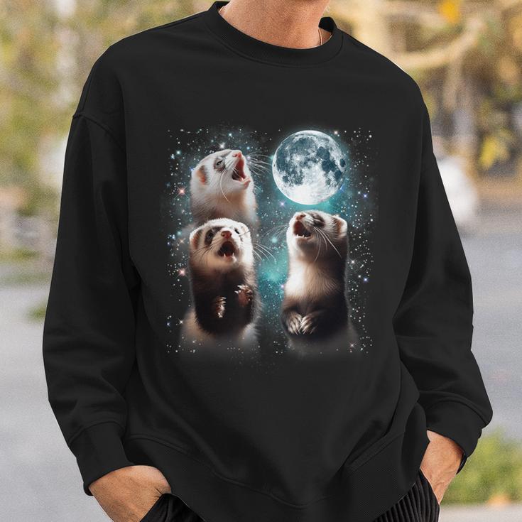 3 Ferret Moon Howling Ferret Head For Men Women Kid Sweatshirt Gifts for Him