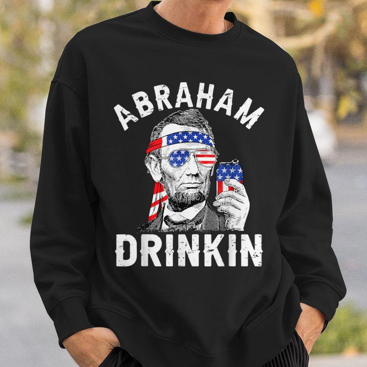 4Th Of July Abraham Drinking Merica Abe Lincoln Beer Lover Sweatshirt Gifts for Him
