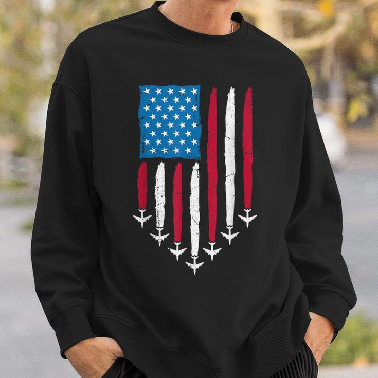 4Th Of July Fourth 4 Patriotic Usa Flag Fighter Jets Kid Sweatshirt Gifts for Him