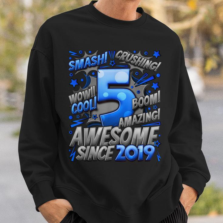5Th Birthday Comic Style Awesome Since 2019 5 Year Old Boy Sweatshirt Gifts for Him